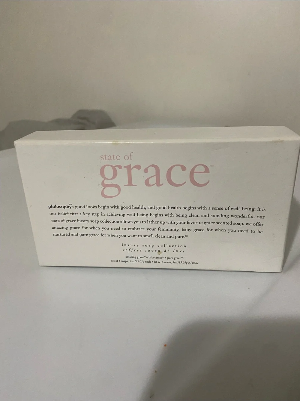 Philosophy State of Grace Boxed 3 Bars Soap Amazing Baby Pure Grace Discontinued